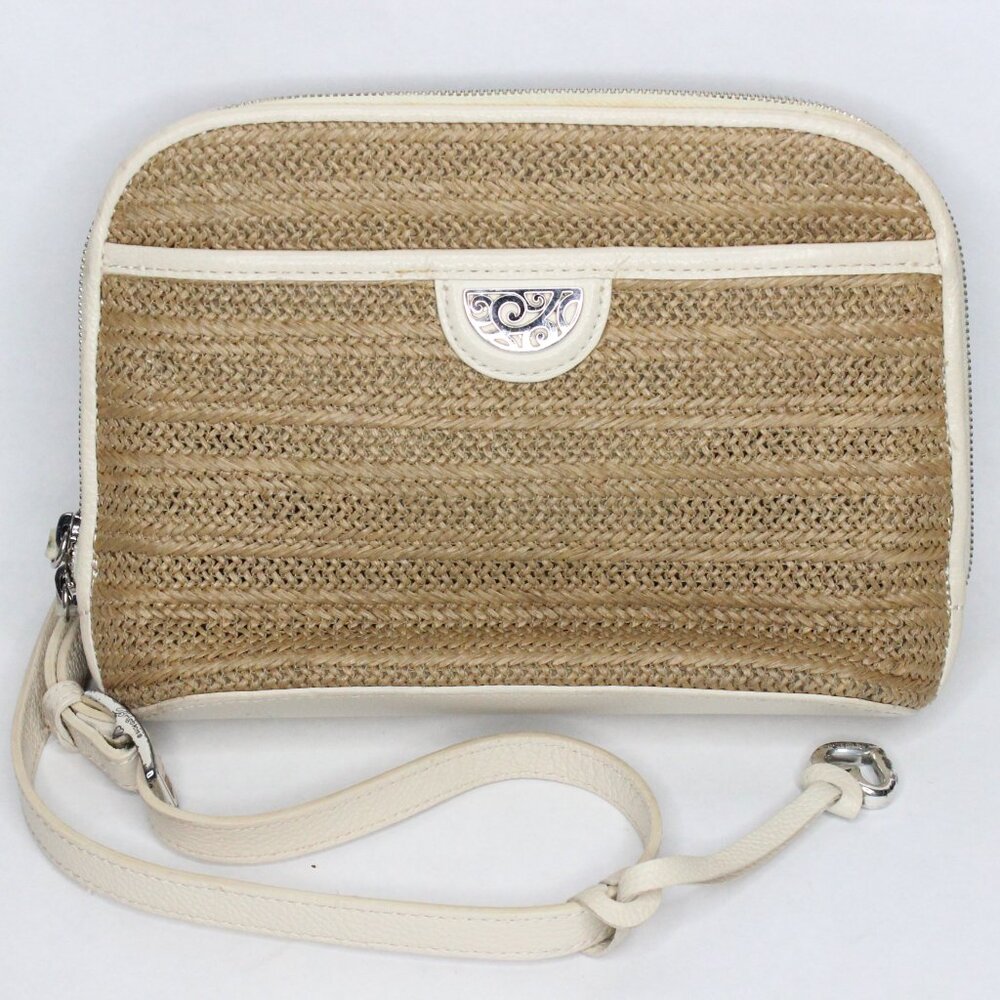 BRIGHTON Pretty Tough White Wheat Jojo Domed Crossbody Shoulder Purse Organizer